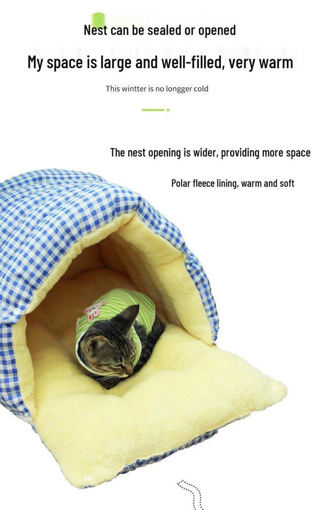 Arctic Velvet Enclosed Pet Bed: Warm Winter Nest for Cats & Dogs
