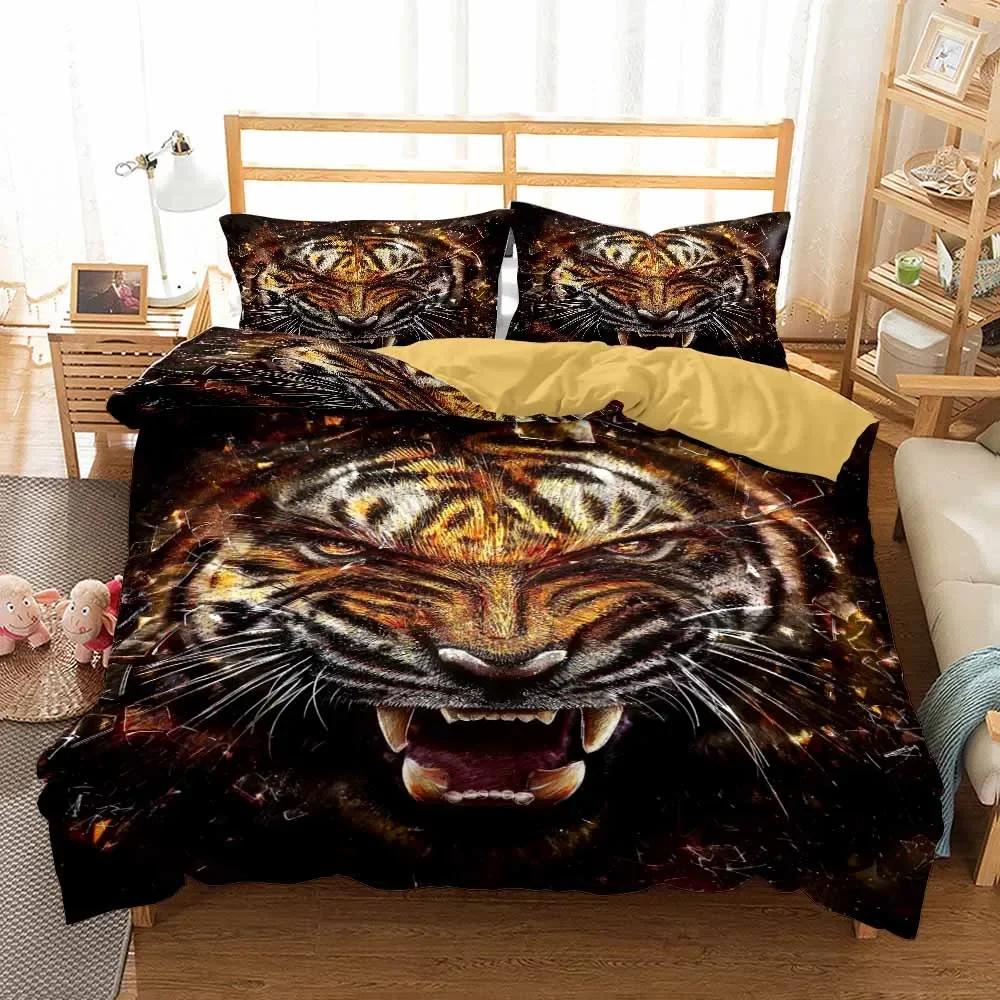 

Comforter Tiger Bedding Set Bedclothes Printed 3D Animals S Double Bed Super King Queen Single Adult Size S Hot Comforter (quilt)-EU Single(135*200cm)3pcs