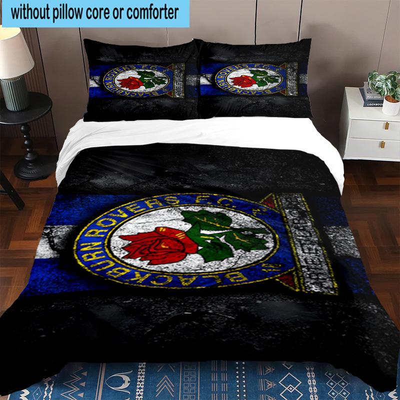 3pcs Blackburn Rovers Crest Football Club Bedding Set Duvet Cover Closure Includes 1 Duvet Cover & 2 Pillowcases Bedding Sets Home Decor Gifts