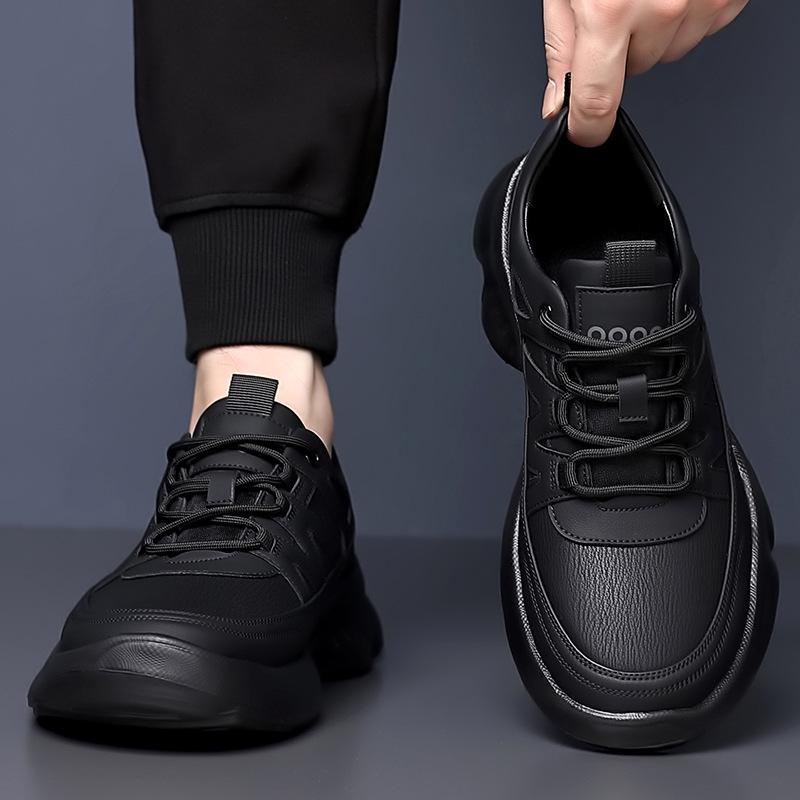 2025 Autumn Sports Casual Mesh Shoes: Breathable Black Leather for Men & Women