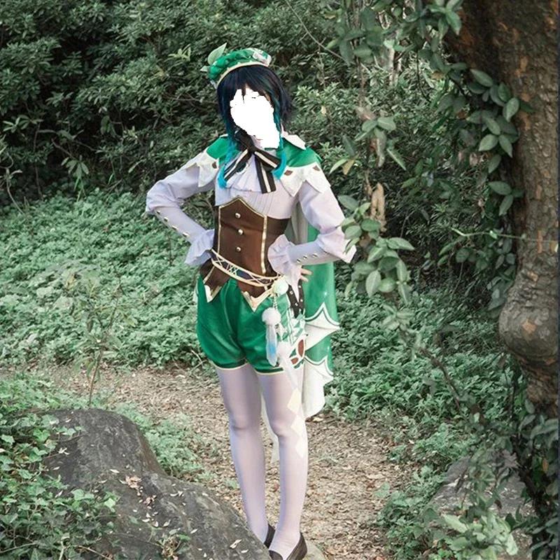 Venti Cosplay Genshin Impact Costume Cosplay Uniforme Parrucca Venti Stile Cinese Costumi di Halloween per Donne Gioco Wendi Ventoso