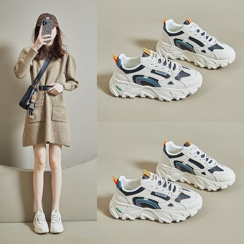 Spring New Korean Version Ins Dad Shoes Female Students Platform Sports Heightening Running Casual Shoes TT7829