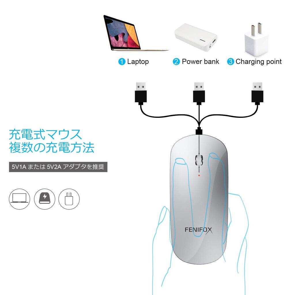 FENIFOX Bluetooth Wireless Quiet Bluetooth Small Mini Optical Mouse with Quiet Silent Wireless for and MacBook and Mouse, Ultra-Thin Mouse, 3-Button