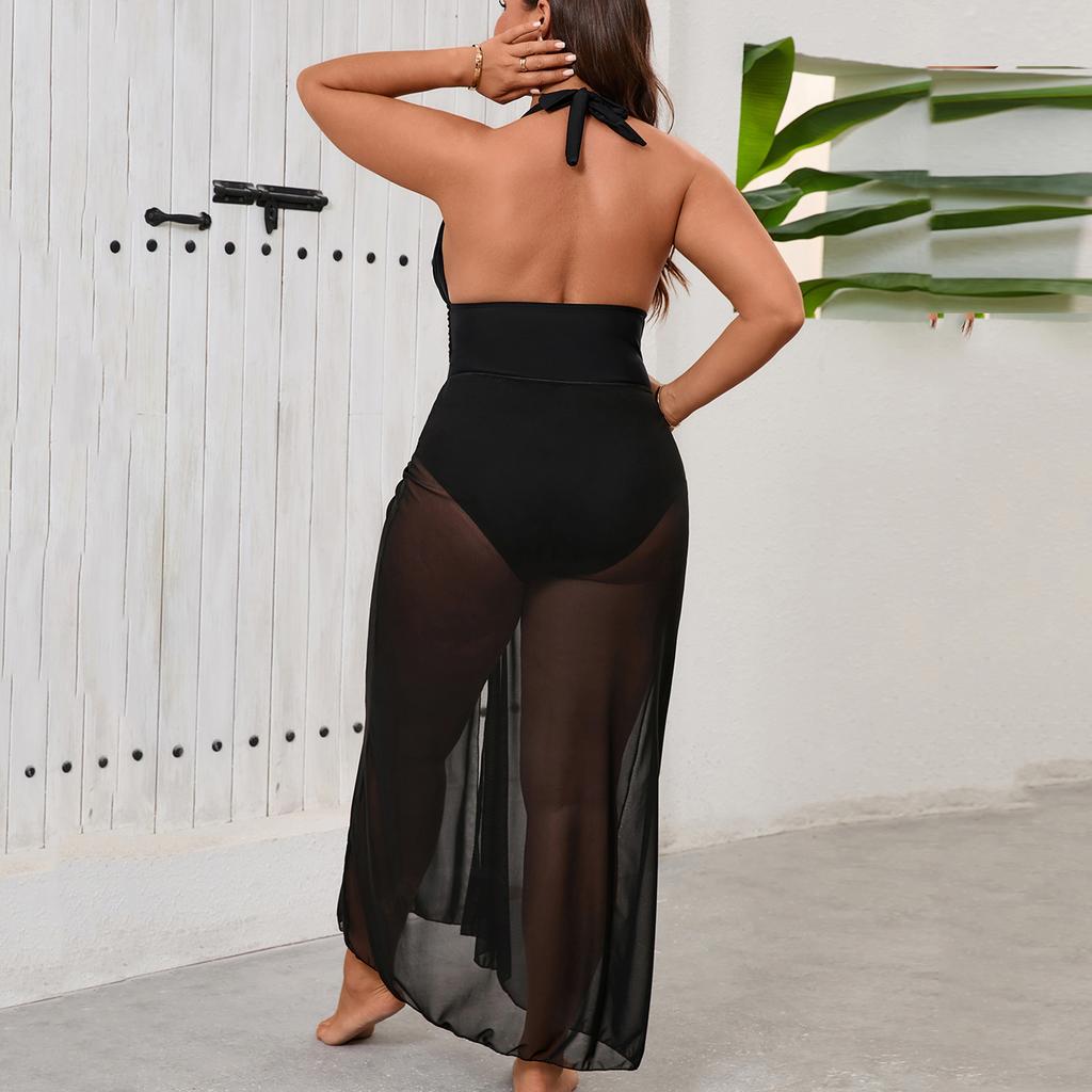 Women's Bikini Plus Size Swimsuit Mesh Dress Two-Piece Swimsuit