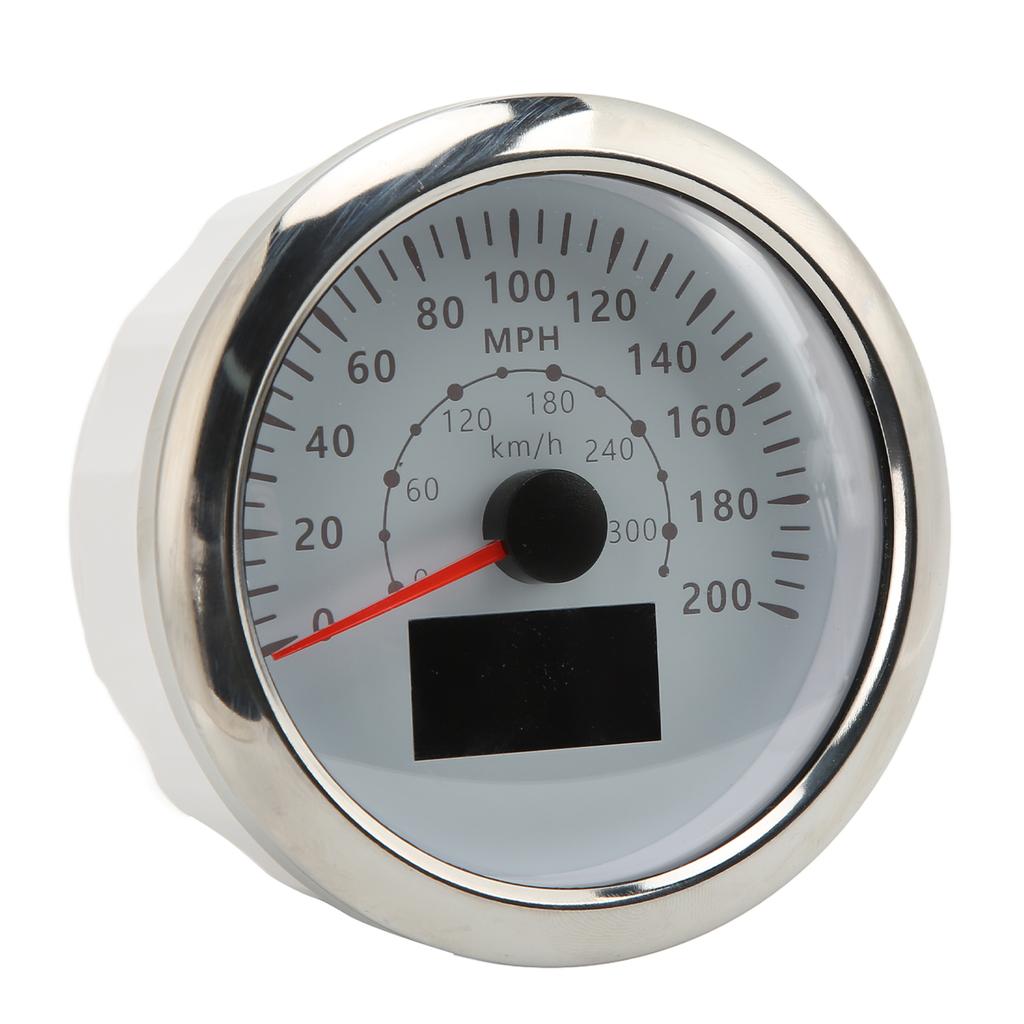 85mm GPS Speedometer 0‑200MPH 0‑300KM H IP67 Waterproof Digital Colorful Backlight Odometer for RV BoatWhite