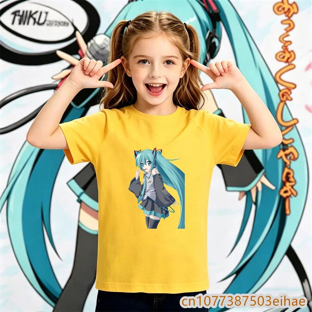Boys Girls Daily Sportswear 2026 Summer Hatsune Miku Y2K Retro Printed Short Sleeve TShirt Loose Breathable Unisex Fashion Tee