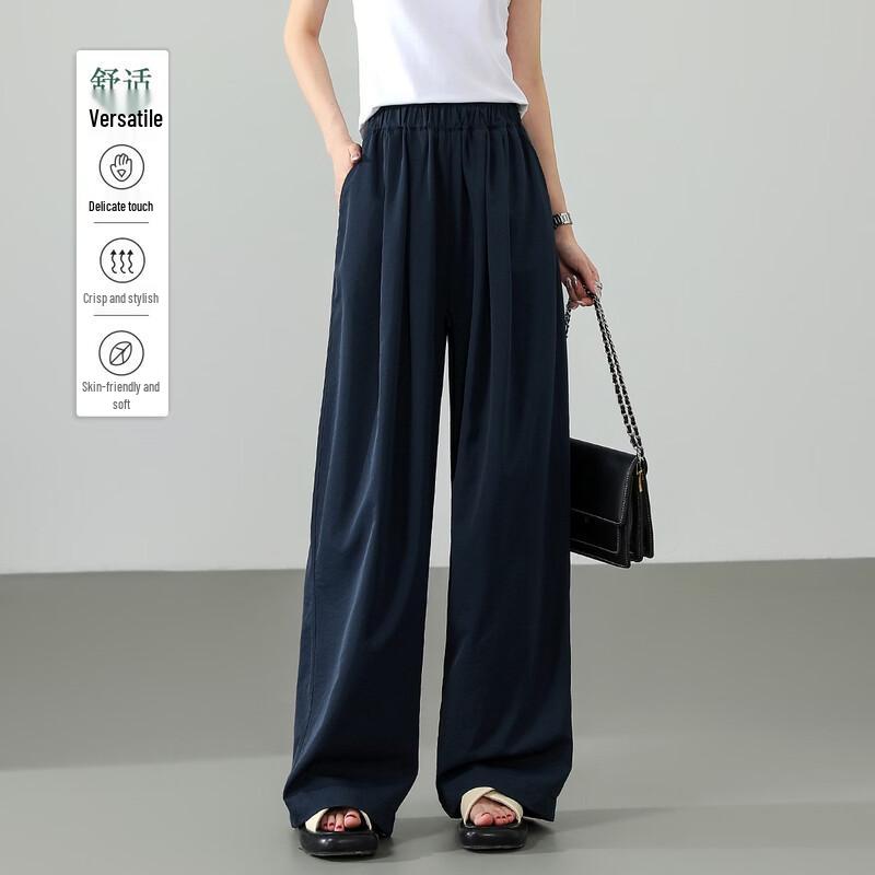 Demana Women s High-Waisted Loose Drape Pants L темно-синий