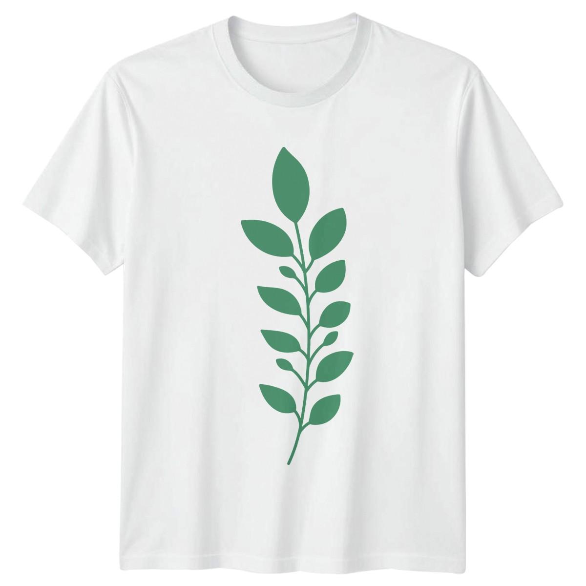 Hand Drawn Green Leaves Sprig T-Shirt Botanical Gardening Birthday S