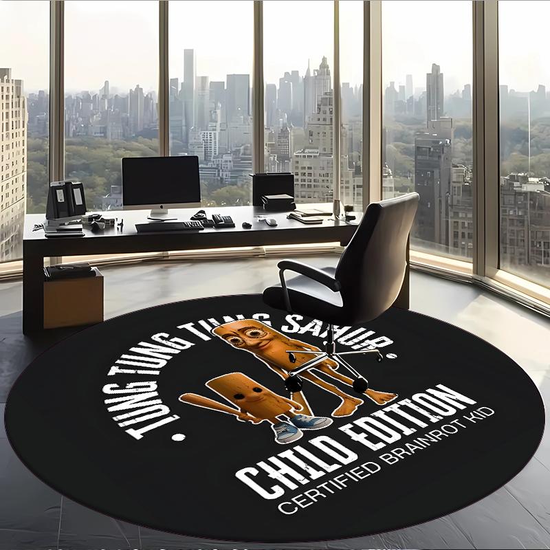 Tung Tung Tung Sahur (1) Round Office Rug Decorative Floor Rug for Office Bedroom Living Room and Home Space