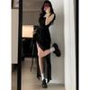 Xiaofei Sleeve Black Lace Suspender Dress Children's Summer New Casual Irregular Dopamine Dress