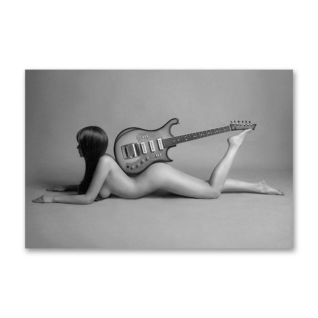 

Белый Blcak гитарист, настенная живопись на холсте, постеры, настенные принты на холсте, сексуальная женская картина для гостиной, украшение дома 21*30cm