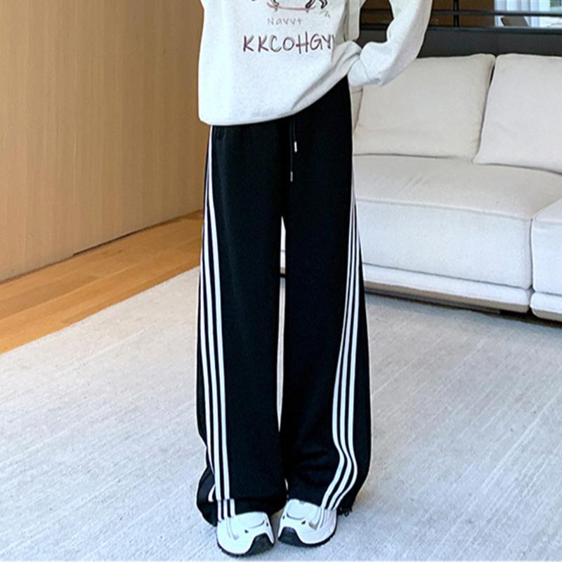 

Женские брюки однотонные в полоску, в стиле пэчворк, прямые, с высокой талией XL чёрный