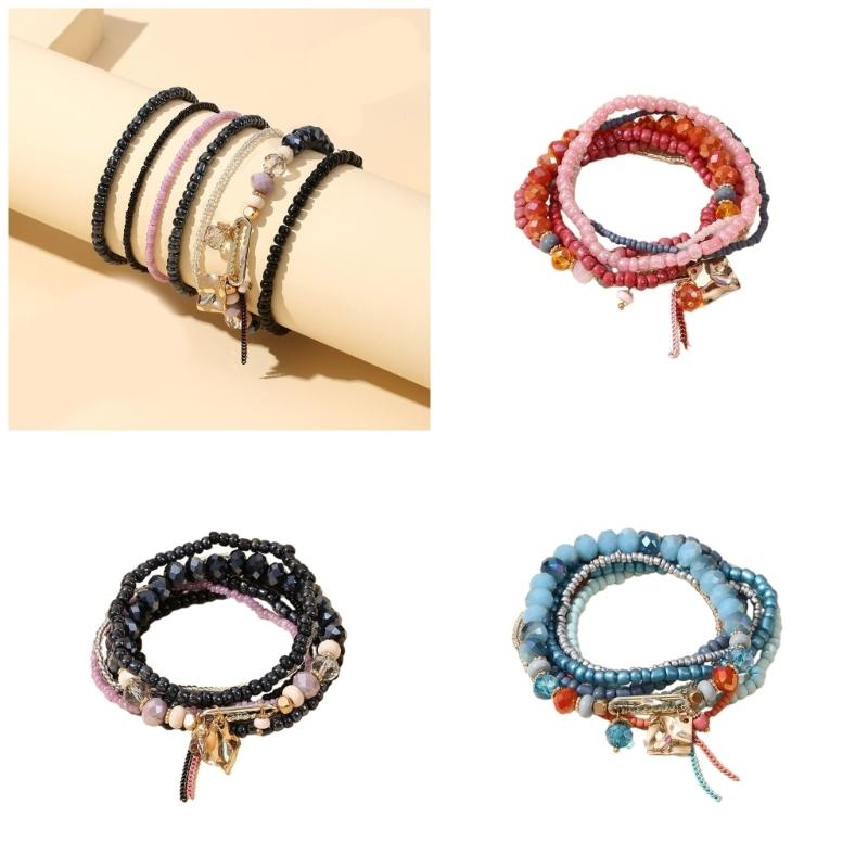 Stylish Glass Multi-Layer Bracelet Stacking Statement Bracelets Fashionable and Comfortable Jewelry for Women and Girls