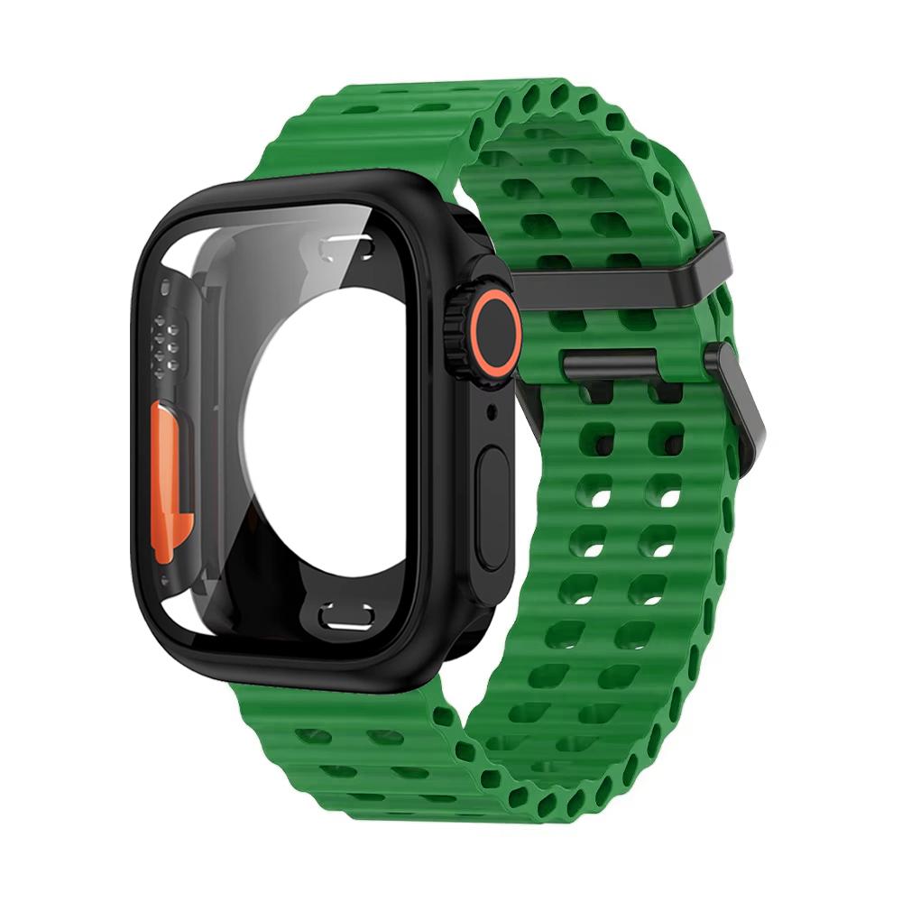 Ocean Silicone Strap+PC Case For Apple Watch Band  Series 11 10 46mm Metal Buckle Sports Bracelet Wristband iWatch 9 8 7 6 5 SE