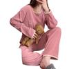 Velvet Plus Size Women's Warm Homewear Set - Long Sleeve & Pants for Autumn/Winter