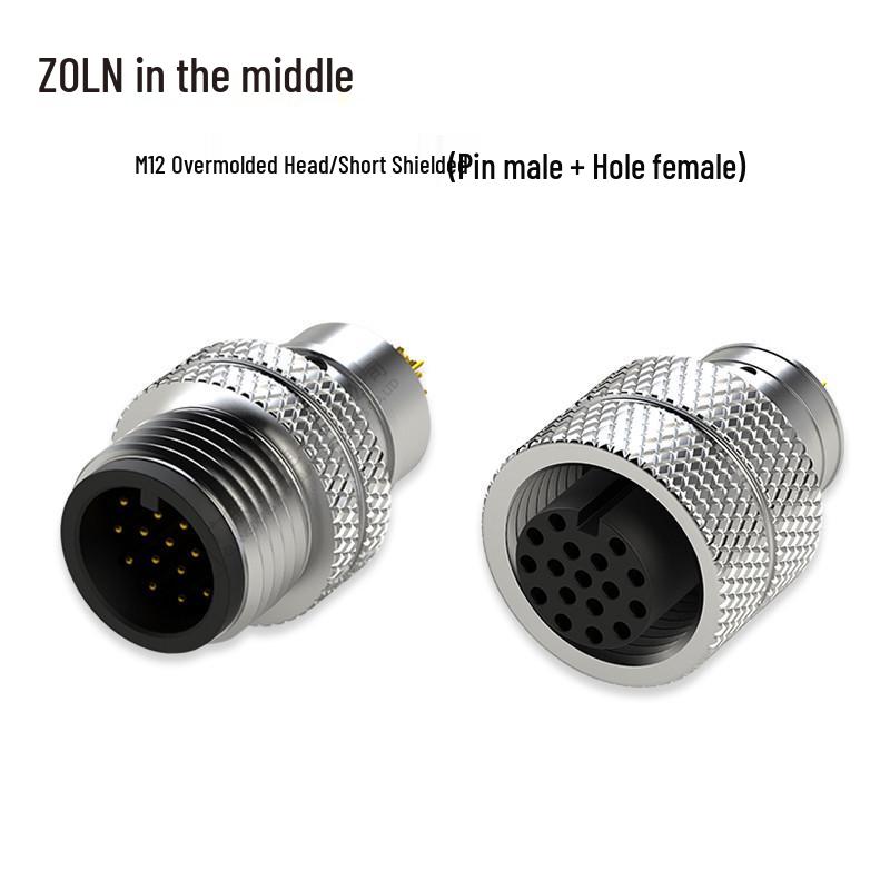 M12 Plastic-Coated Female Aviation Plug: 5/8-Core Waterproof Connector