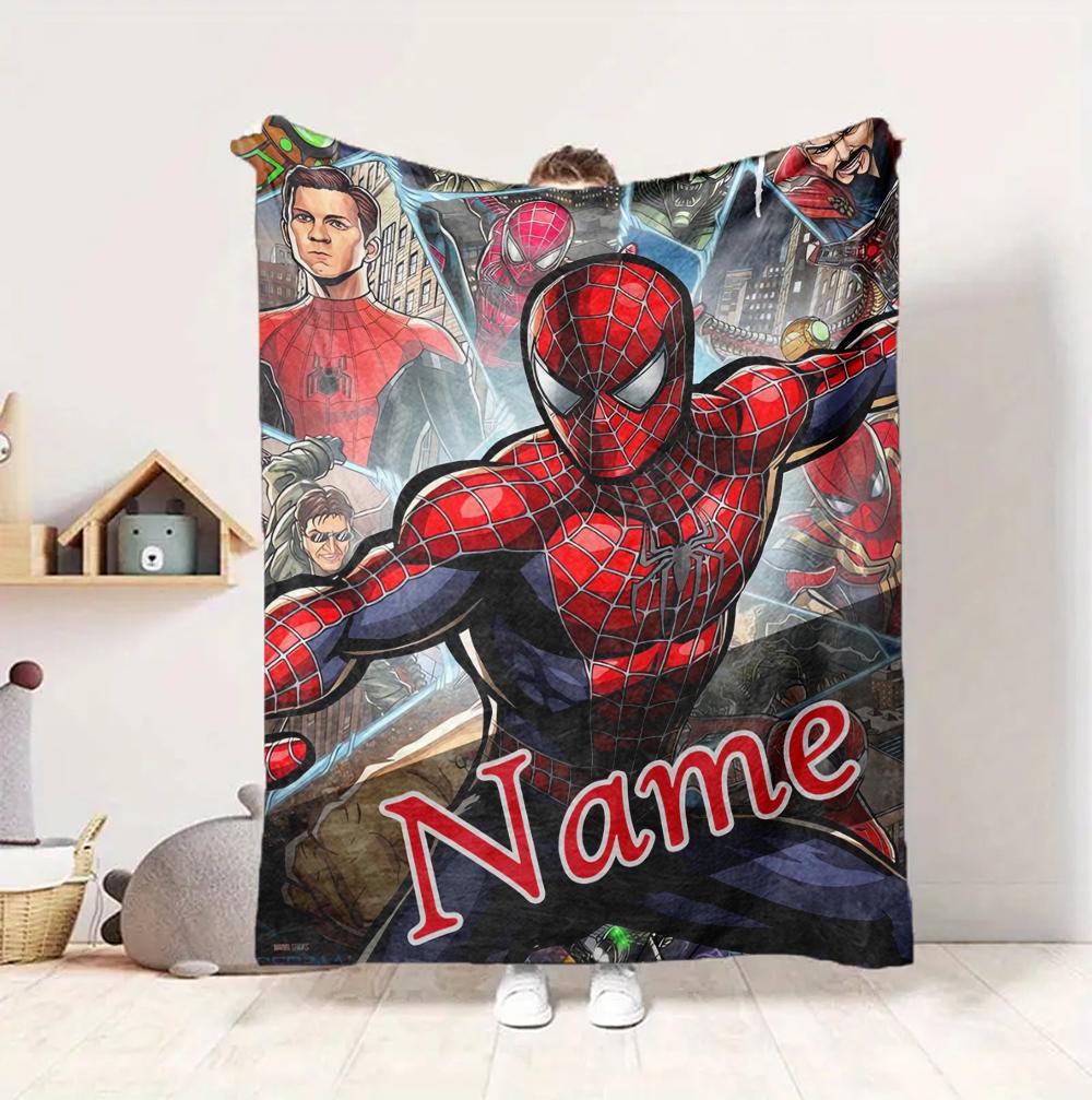 Custom Name Spider-Man Urban Flannel Blanket Throw Blanket Soft Warm Sofa Bed Decor Unique Gift