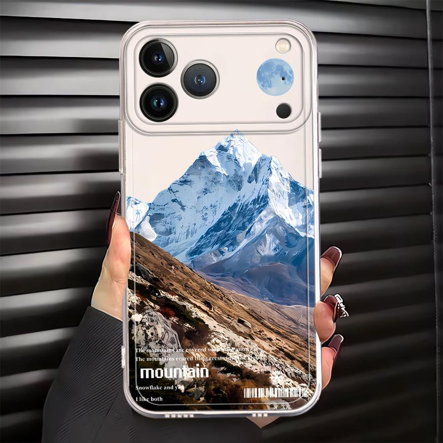 Case for iPhone 17 Pro Max 14 Plus 12 Mini 7 8 11 XS Max XR 16 Air 15 13 Pro Soft Phone Cover Snow Mountain Scenic Range