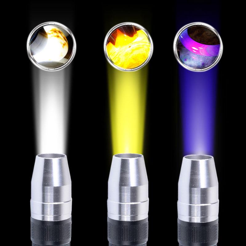 Jade Identification Torch 3 IN 1 LEDs Light Sources Portable Dedicated UV Flashlight Ultraviolet  Gemstones Jewelry Amber Money