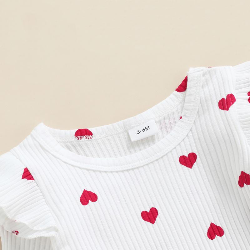 Spring Infant Baby Girl Clothes Set Skirt Heart Print Long Sleeve Romper 2Pcs Toddler Girl Clothing Outfits