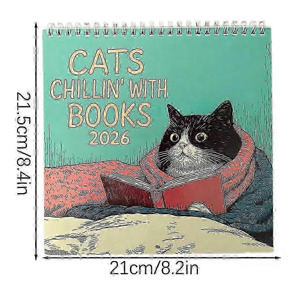 2026 Cat Calendar 21.5*21cm Paper With Fun Illustrations Monthly Calendar Decoration