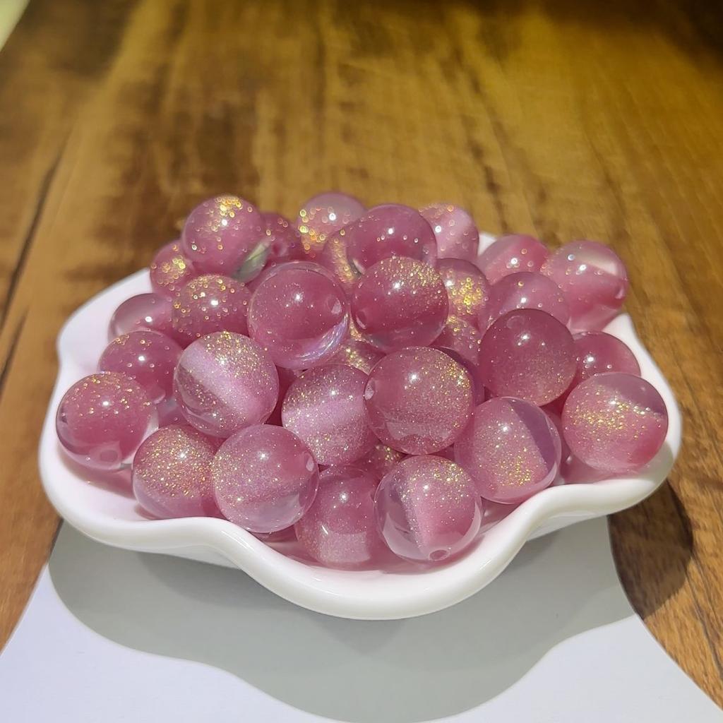 16Mm Soft Heart Filling Dream Starry Sky Fine Flash Cat Eye Resin Loose Beads Handmade DIY Beaded Mobile Phone Chain Accessories