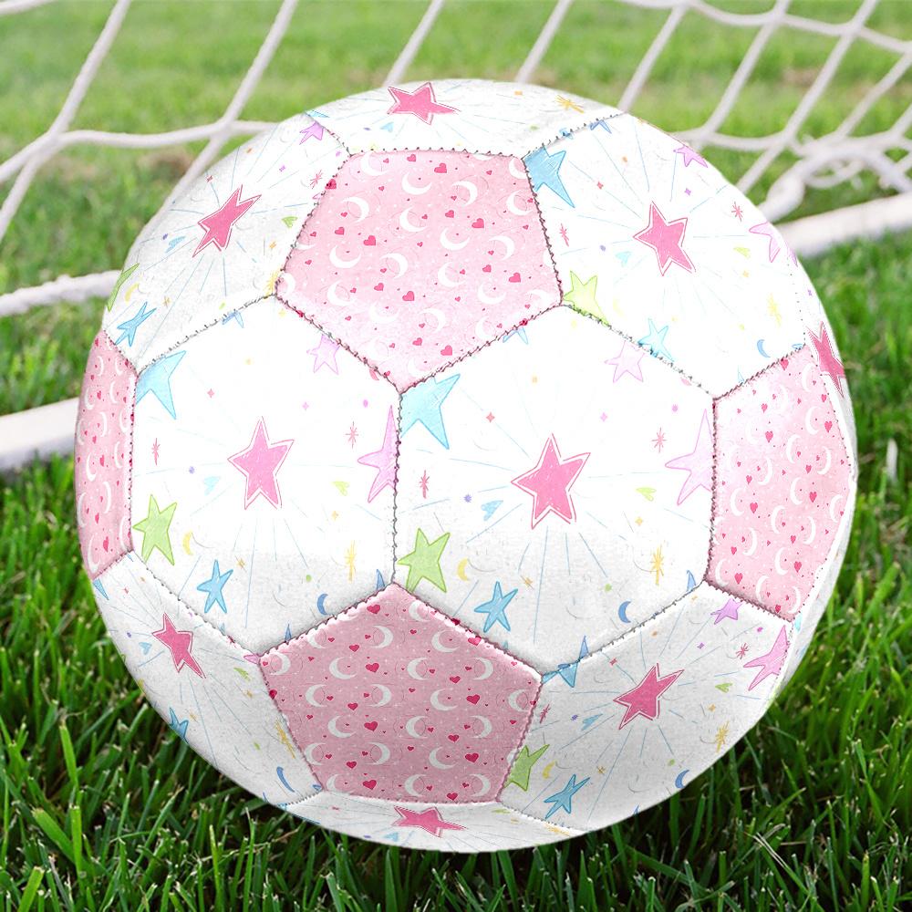 1PC Colorful Starry Sky Moon Heart Soccer Ball Size 5 Football Machine Sewn Indoor/Outdoor Universal Football A51 Size 5