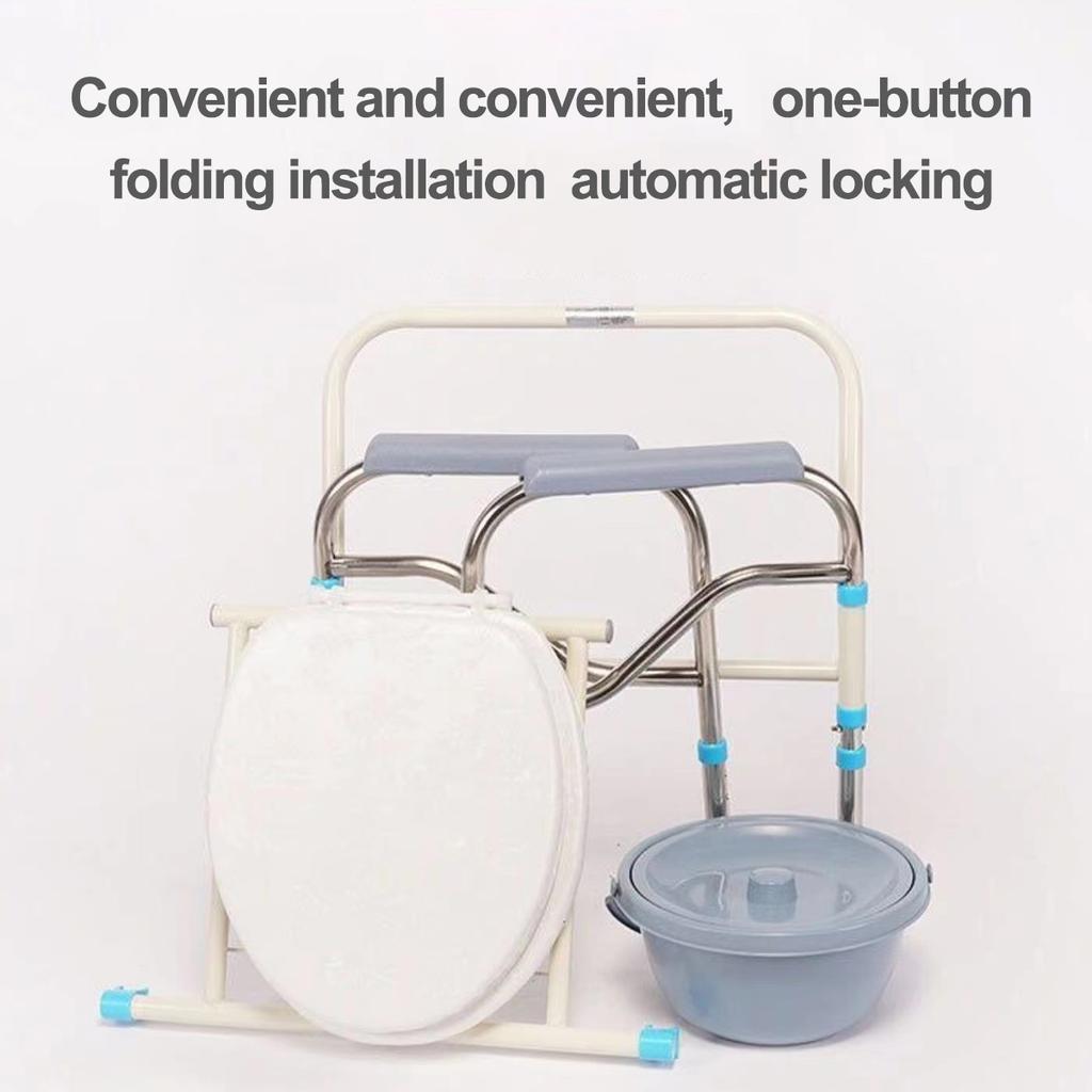 Folding Bedside Commode Chair Toilet  for  Adult Elderly Height Adjustable Toilet Stool for Pregnant Women And Disabled Bathroom Portable Toilet Bowl