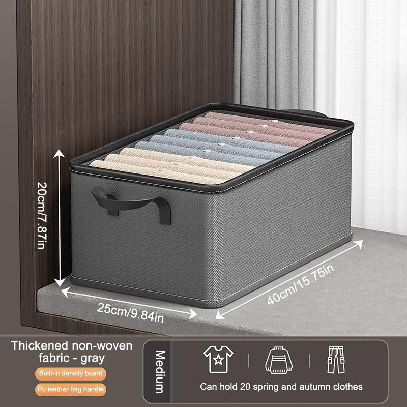 Clothing Storage Bins For Closet With Pu Handles Foldable Drawer Clothes Organizer For Organizing Wardrobe