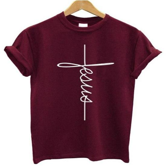 Jesus Letter Graphic T-Shirt: New Style Short Sleeve Fashion Tee