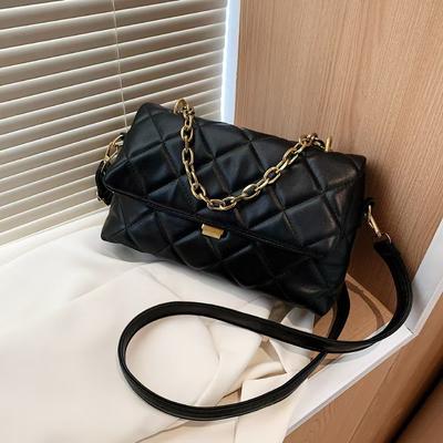 Sac messager à bandoulière avec chaîne en losange, petit sac carré tendance et portable pour femmes, haute qualité