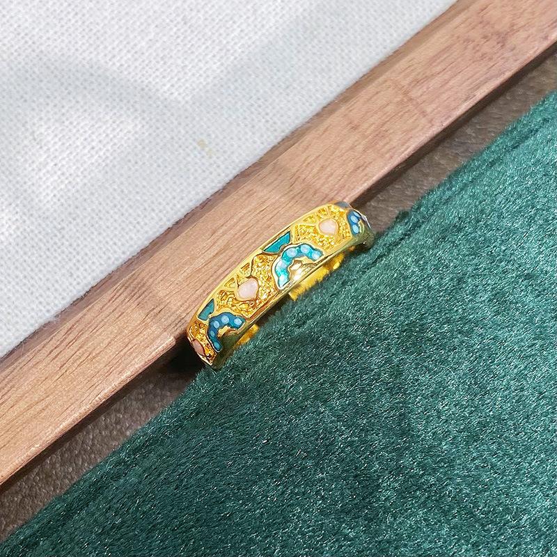 Medieval Personality Retro Dream Pink Butterfly Enamel Drip Open Ring Exquisite Light Luxury Pattern Ring