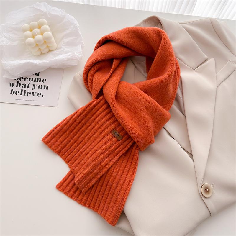 Korean Version Of Simple Soft Waxy Knitted Wool Scarf Medium And Long Shawl Scarf Versatile Warm And Cold Autumn And Winter Women