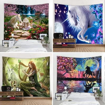 Boho Mandala Hippie Sypialnia Gobelin Gobelin Pegaz Koń Jednorożec Wisząca na Ścianie Gwiaździsty Wszechświat Psychodeliczna Wisząca na Ścianie