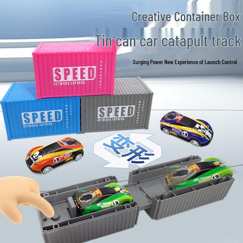 Children s Toy Rail Car Container Trailer with Alloy Pull-Back Car One Size