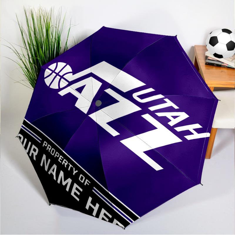 Jazz Basketball Team Umbrella 8-Frame for Travel, Camping, Casual Lightweight Portable Umbrella, Essential for Every Family Holidays Gift