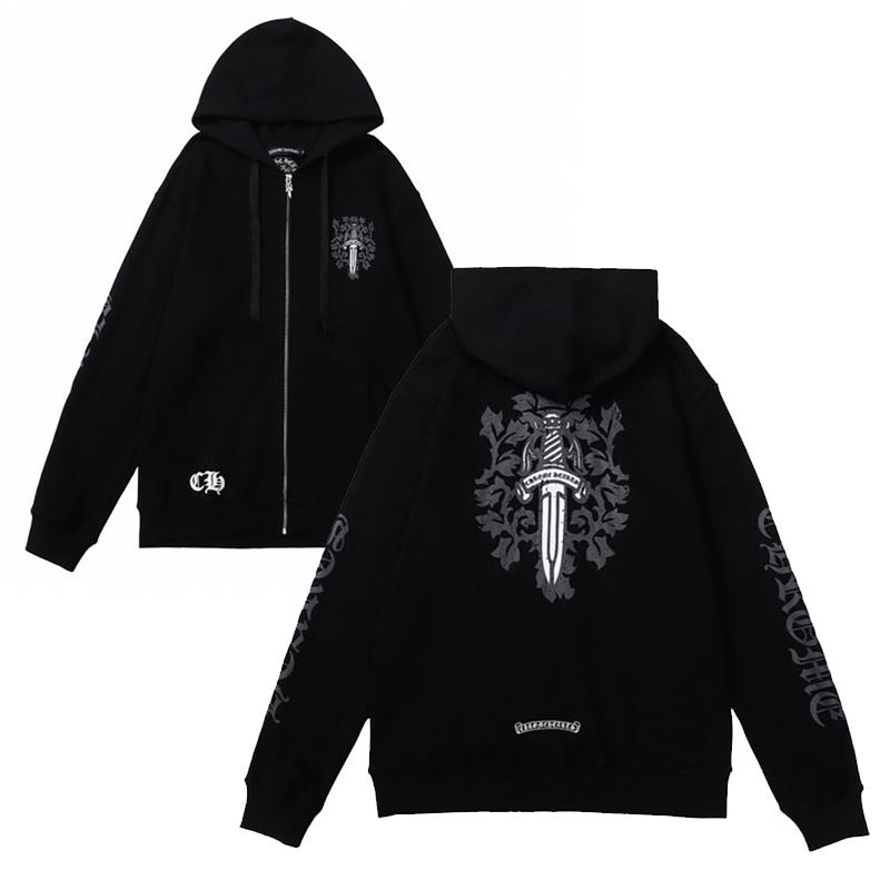 828 CHROME HEARTS 2025 Autumn and Winter New Plus Size Classic Style Logo Zipper Hooded Sweatshirt, Suitable for Couples To Wear