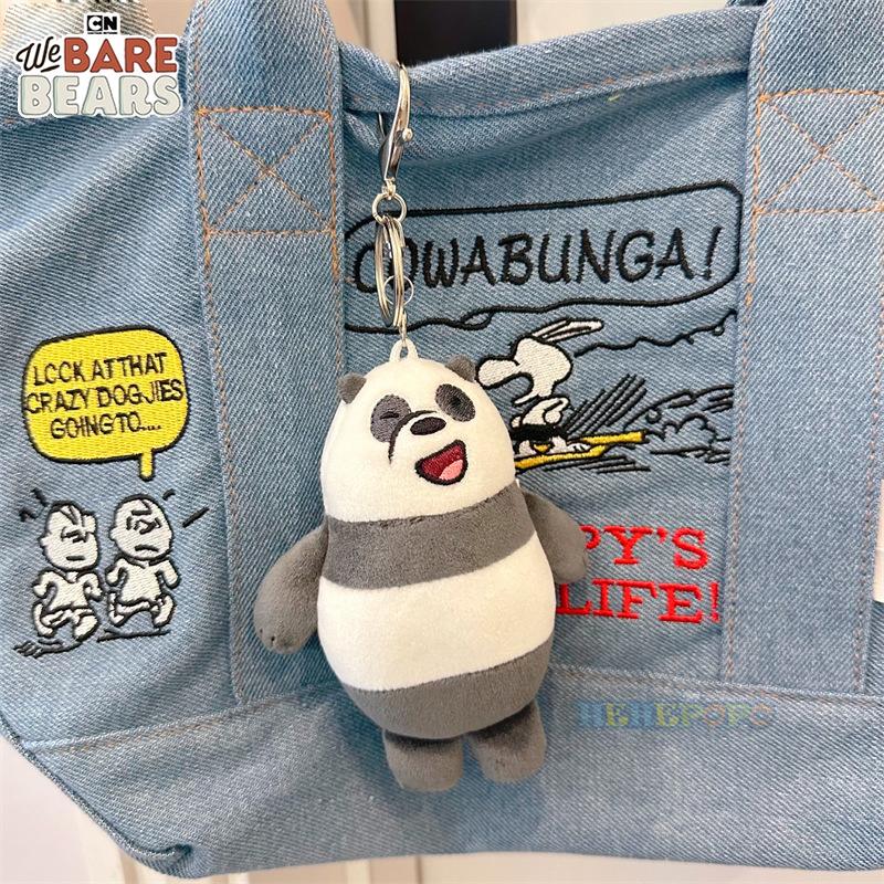 12cm Classic We Bare Bears Cartoon Plush Small Pendant Keychain School Bag Hanging Doll Ornament Christmas Birthday Gifts