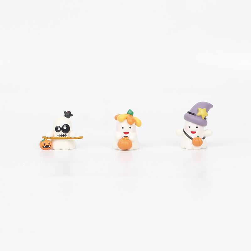 8 Halloween Figurines: Pumpkin, Ghost, Bat, Spider, and Black Cat Ornaments
