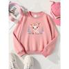 Girls' Crewneck Sweatshirt Cute Pig with Flower Crown And Leaves Machine Washable, Spring And Autumn