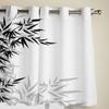 Bamboo Leaves Black White Window Curtains Printing Curtains for Living Room Modern Design Bedroom Decor Drapes