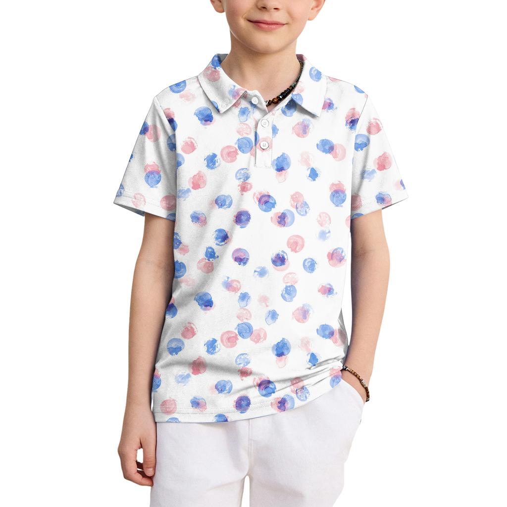 Kids Short Sleeve Polo Shirt Quick Dry Breathable Fabric Button Down Collar Lightweight Design Suitable for Outdoor and Indoor Activities
