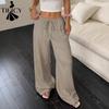 Women's Fashion Casual Solid Color Print High Waist Trousers Pants & Capris
