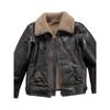 Vintage RLB3 Sheepskin Leather Flight Jacket for Men with Fur Lining and Distressed Horsehide Pockets