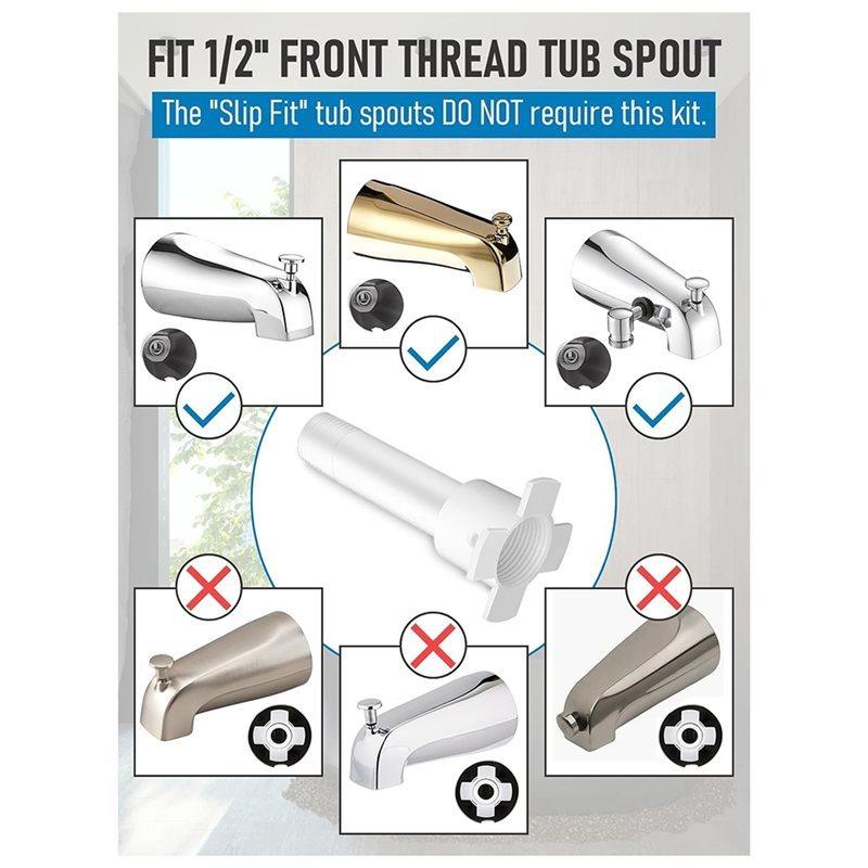 Tub Spout Universal Adapter With Assembly Tool Complete Repair Kit For 1/2In Copper Pipe, 1/2In And 3/4In IPS Thread