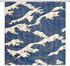 Japanese Wave Shower Curtain Abstract Kanagawa Oriental Ocean Sea Waves Creative Geometric Comic Antique Bathroom Curtain