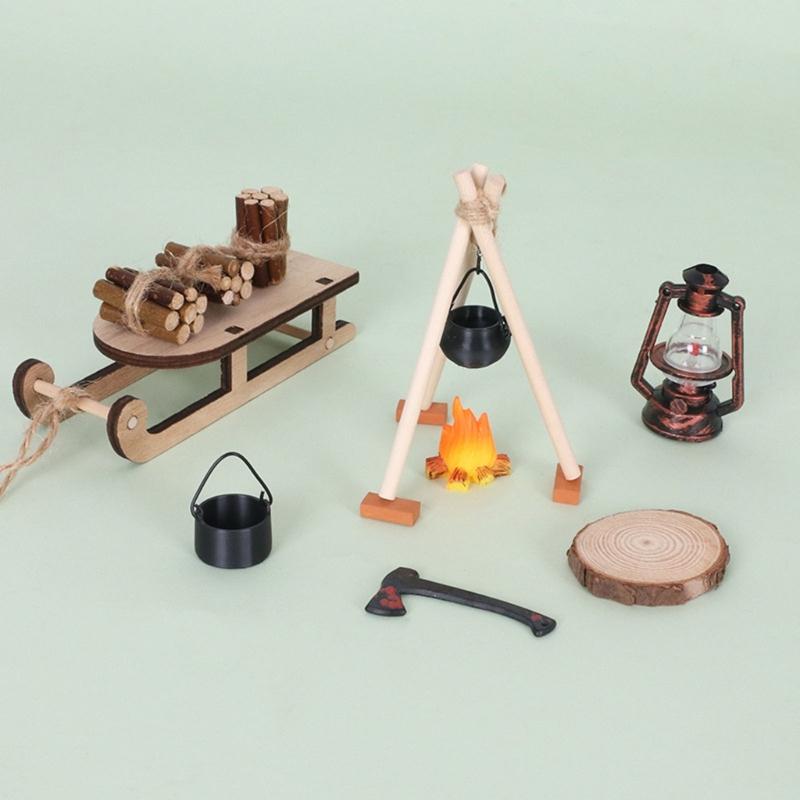 1/12 Scale Mini Firewood Stack Sleigh For DIY Camping Detailed Craft For Miniature Landscapes