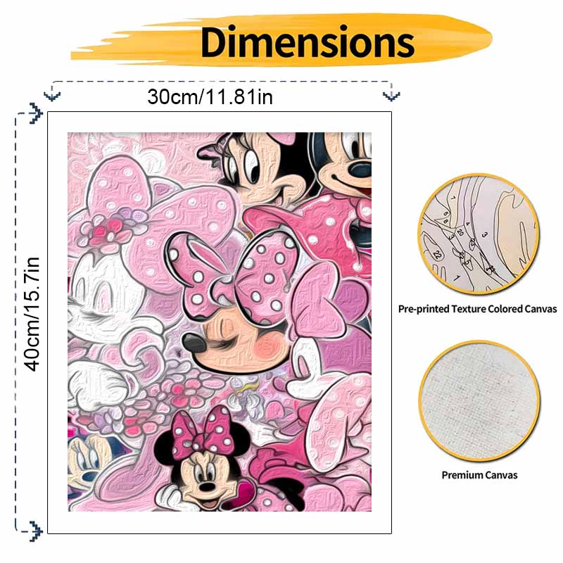 Disney DIY Pink Minnie Mouse Art Painting Kit Home Wall Decor Handmade Gift for Girls Room Aesthetics Creative Hobby Craft Supply