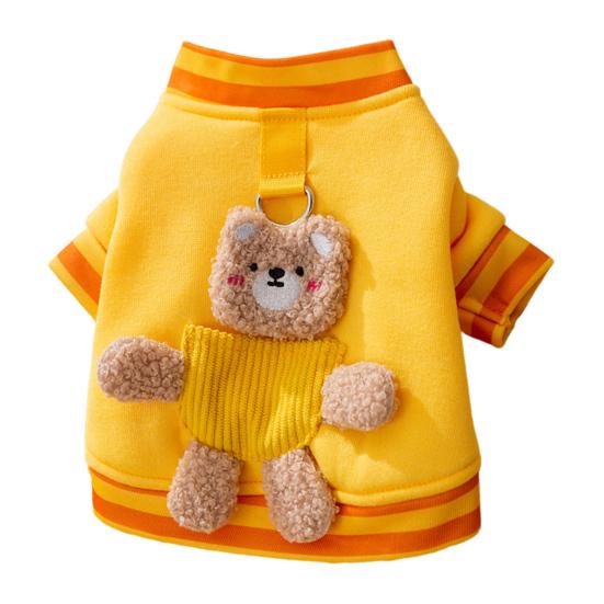 Cartoon Bear Dog Cardigan Warm Pets Autumn Winter Coat Puppy Vest Cute Poodle Outfit with D-ring for Small Medium Dogs Cat Girl Boy