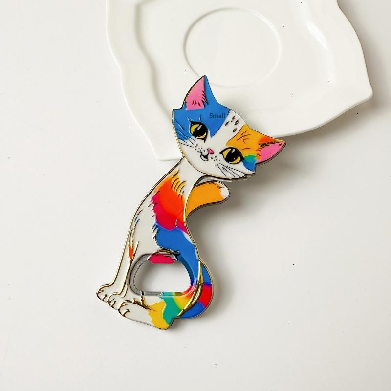 Enchanting Cat Acrylic Fridge Magnets Bottle Opener Embossing Hot Stamping Refrigerator Magnets Sticker Gift Home Decoration